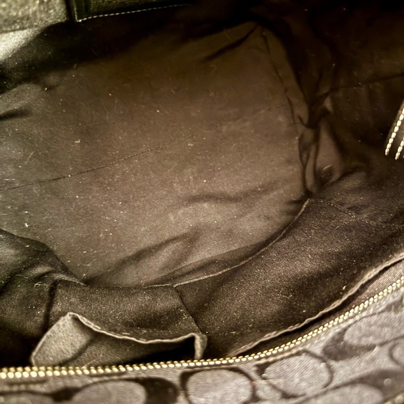 Coach Black Leather Tote with Contrast Stitching - Picture 9 of 11